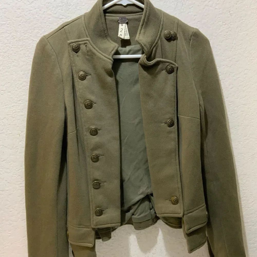 Free People Womens Size 2 Green Majorette Military Jacket - Picture 2 of 8